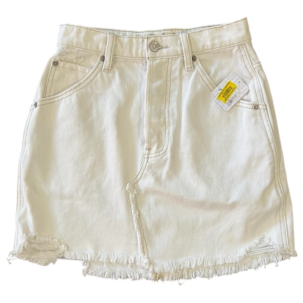 Free People We The Free Brea Cutoff Skirt Women's Size 24 Deco White Denim